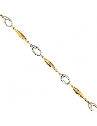 Pulsera 2 colores Oro 18K hueca 139-02595