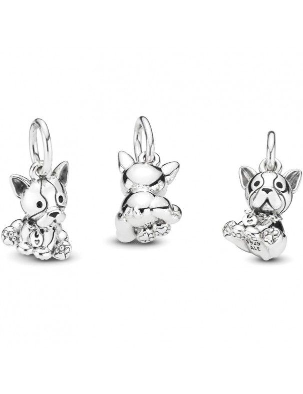Charm Pandora plata perro colgante Bulldog 798008EN16