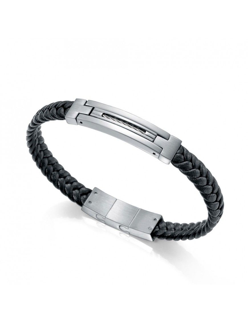 Pulsera Viceroy Acero y piel trenzada Hombre 75155P01010