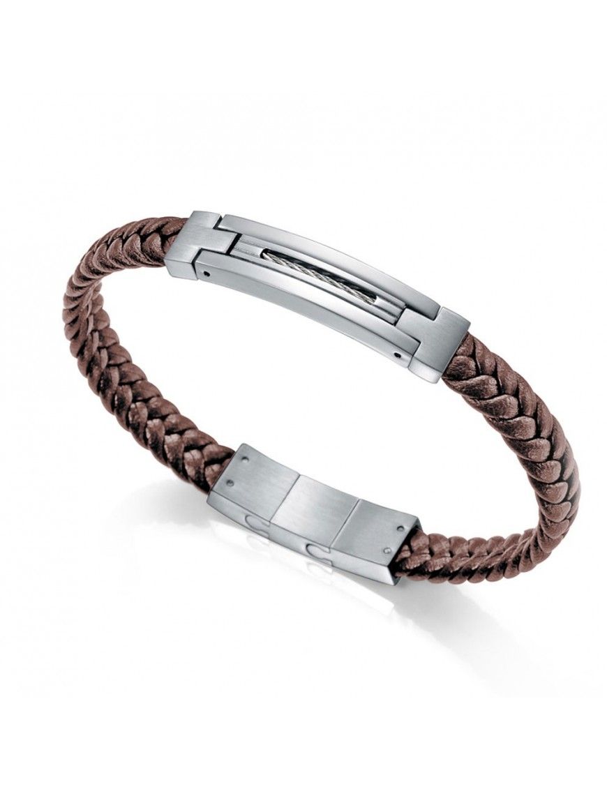 Pulsera Viceroy Acero y piel trenzada Hombre 75155P01011