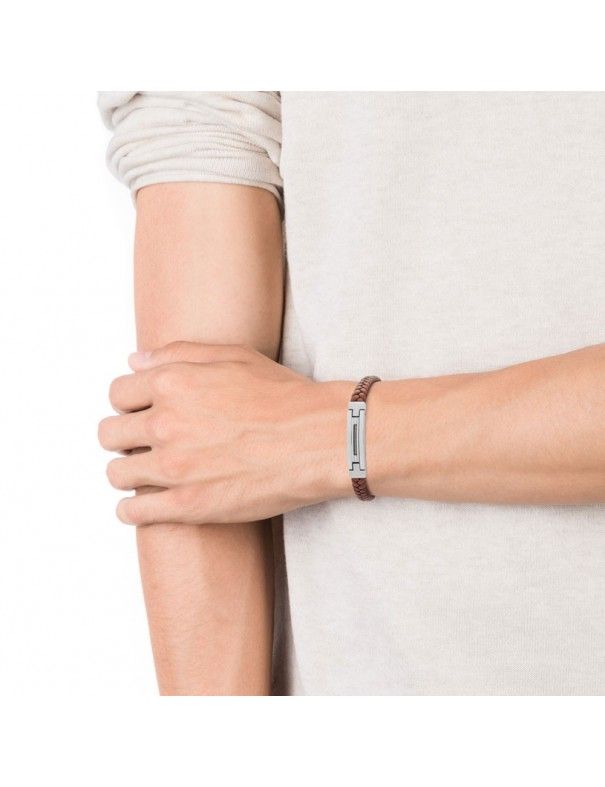 Pulsera Viceroy Acero y piel trenzada Hombre 75155P01011