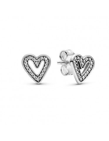 Pendientes Pandora Plata corazones con circonitas 298685C01