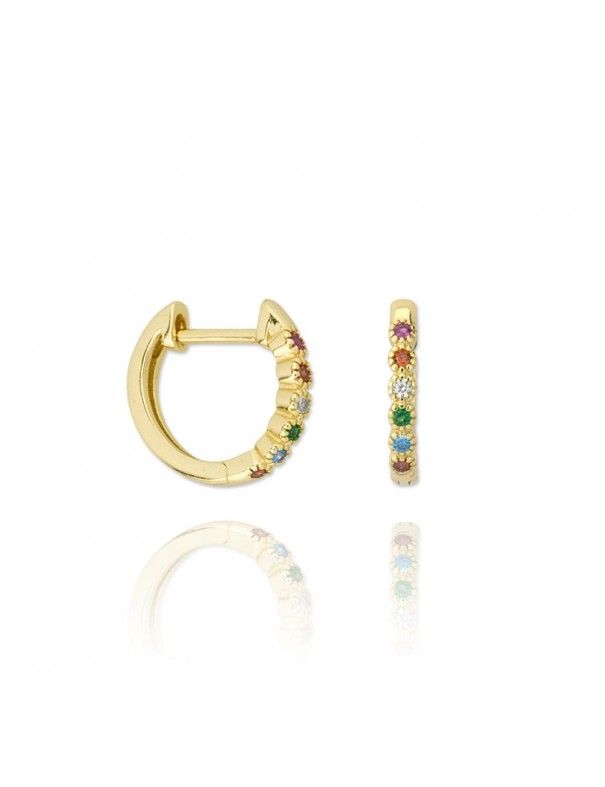 Pendientes Aro Plata Mujer dorada Circonitas 151656