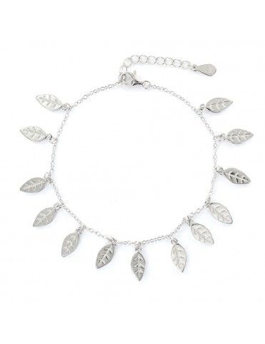 Pulsera plata Mujer colgantes hojitas 9108263