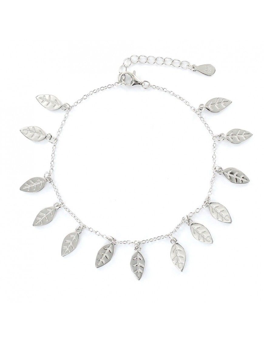 Pulsera plata Mujer colgantes hojitas 9108263