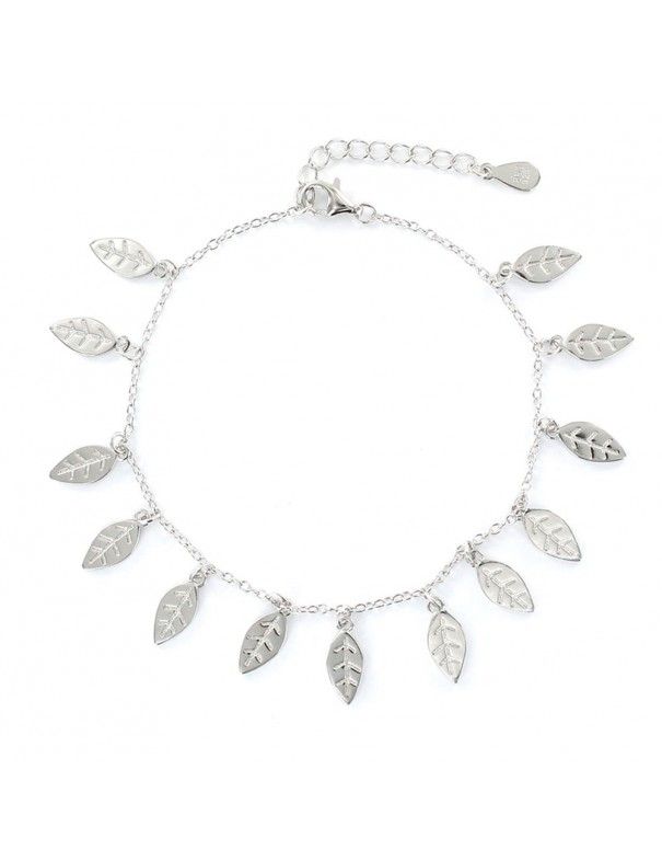 Pulsera plata Mujer colgantes hojitas 9108263