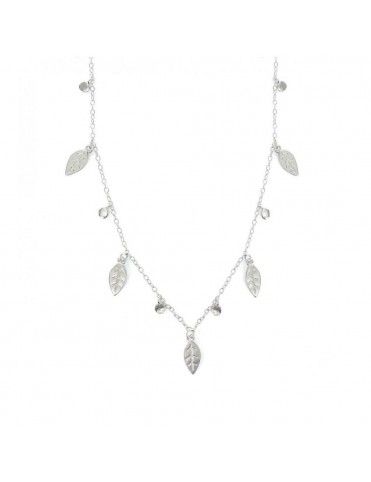Collar plata Mujer hojitas colgantes 9108264