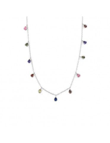 Collar plata Mujer gotas multicolor 9108280
