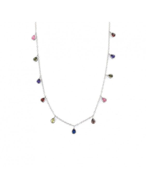 Collar plata Mujer gotas multicolor 9108280