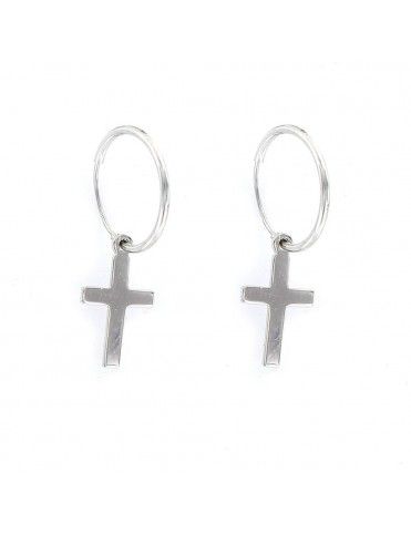 Pendientes Plata Mujer Aro con cruz 9108308