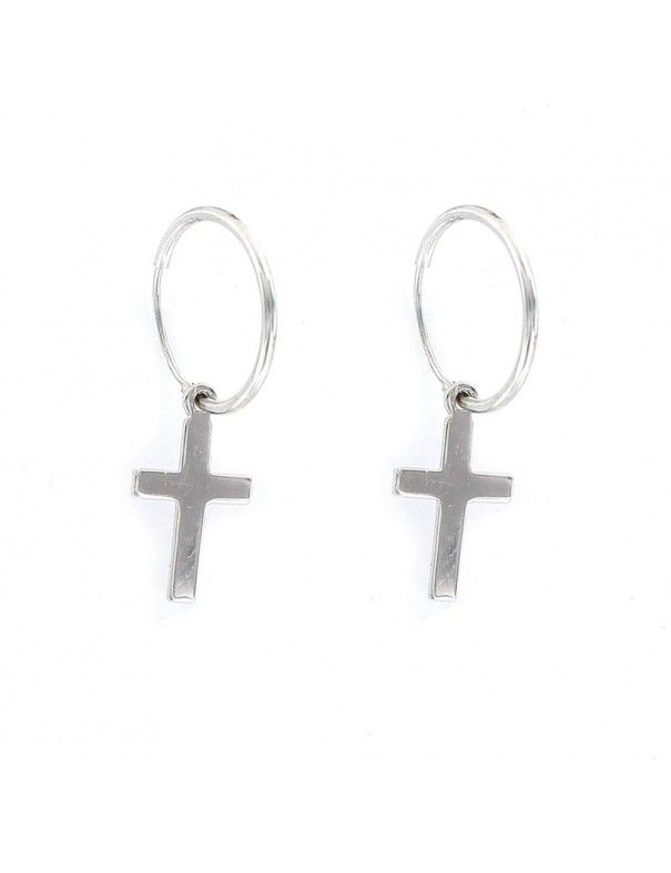 Pendientes Plata Mujer Aro con cruz 9108308