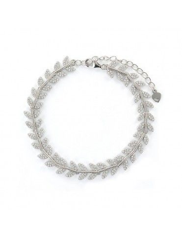 Pulsera plata Mujer hojitas circonitas 9108334