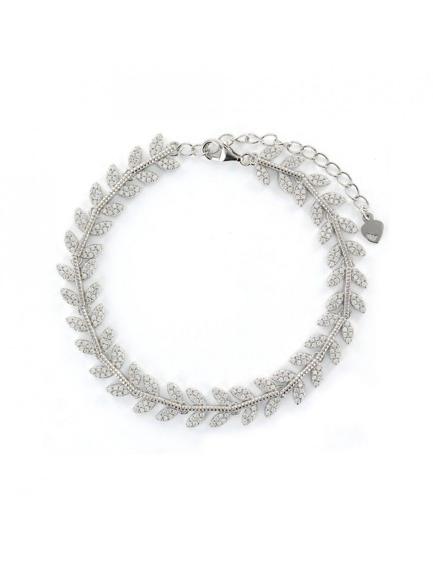 Pulsera plata Mujer hojitas circonitas 9108334