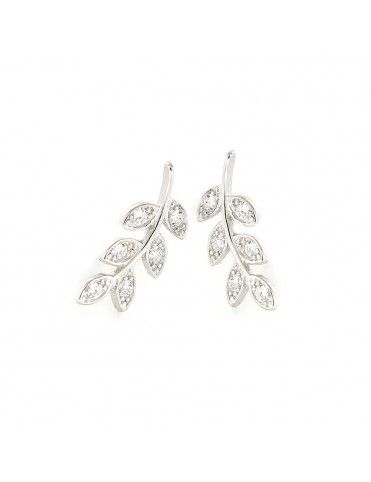 Pendientes Plata Mujer hoja circonitas 9108358