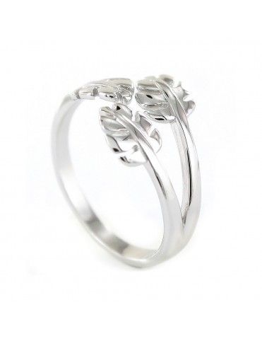 Anillo Plata Mujer hoja triple abierto 9108693