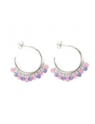 Pendientes Plata Mujer Aro Piedras 9108777