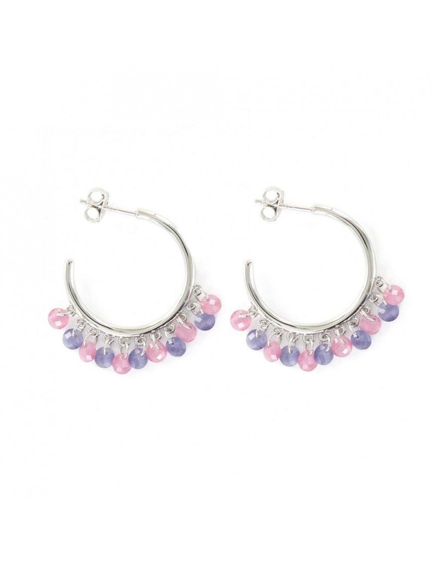 Pendientes Plata Mujer Aro Piedras 9108777