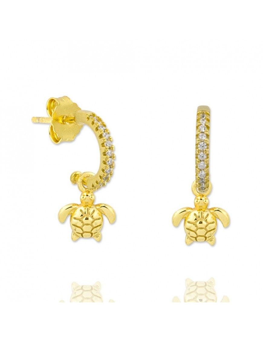 Pendientes plata dorada tortugas 151762