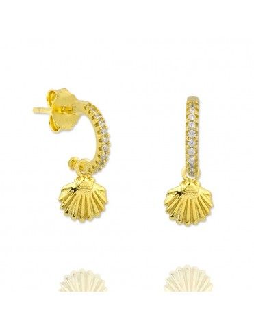 Pendientes plata dorada concha 151764