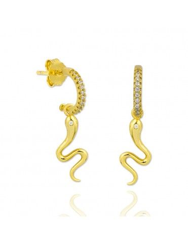 Pendientes plata dorada serpiente 151768