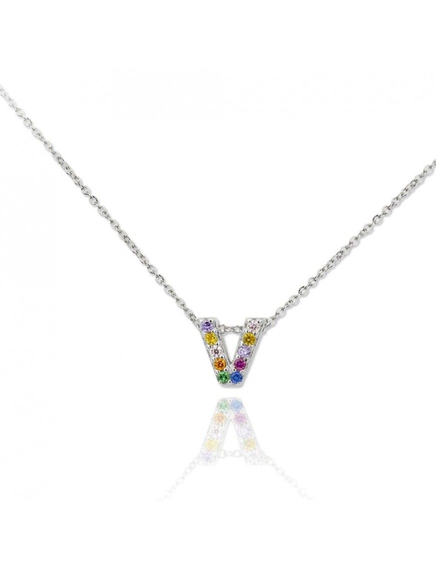 Collar plata letra V 175058