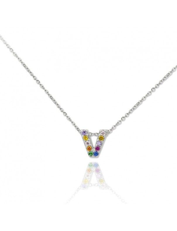 Collar plata letra V 175058