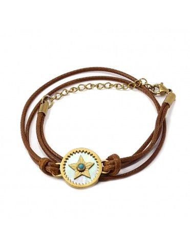 Pulsera Anartxy acero y piel APU980