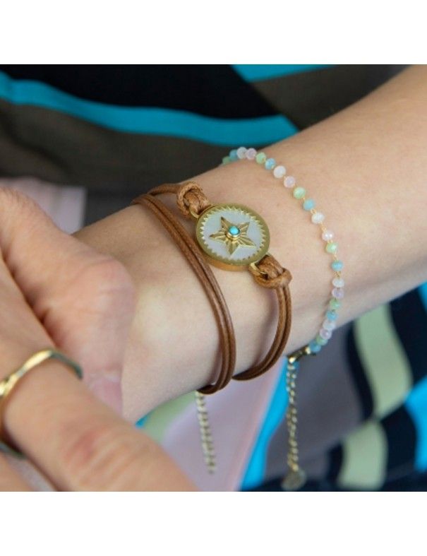 Pulsera Anartxy acero y piel APU980