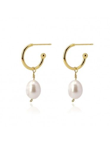 Pendientes Anartxy acero dorado con perla BPE098