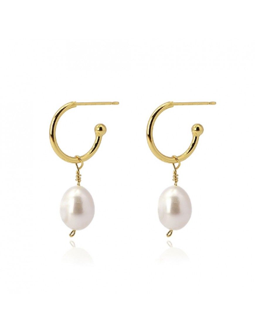 Pendientes Anartxy acero dorado con perla BPE098