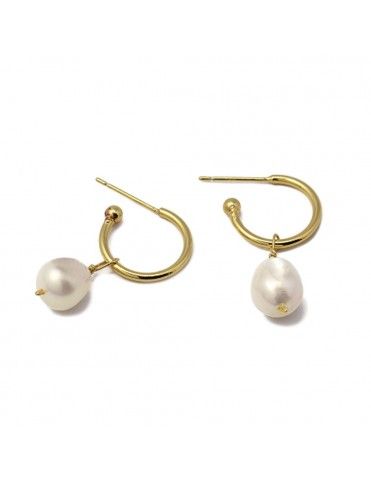 Pendientes Anartxy acero dorado con perla BPE098