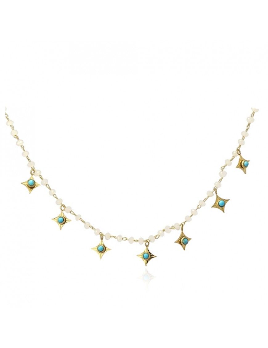 Collar Anartxy acero turquesas COA833