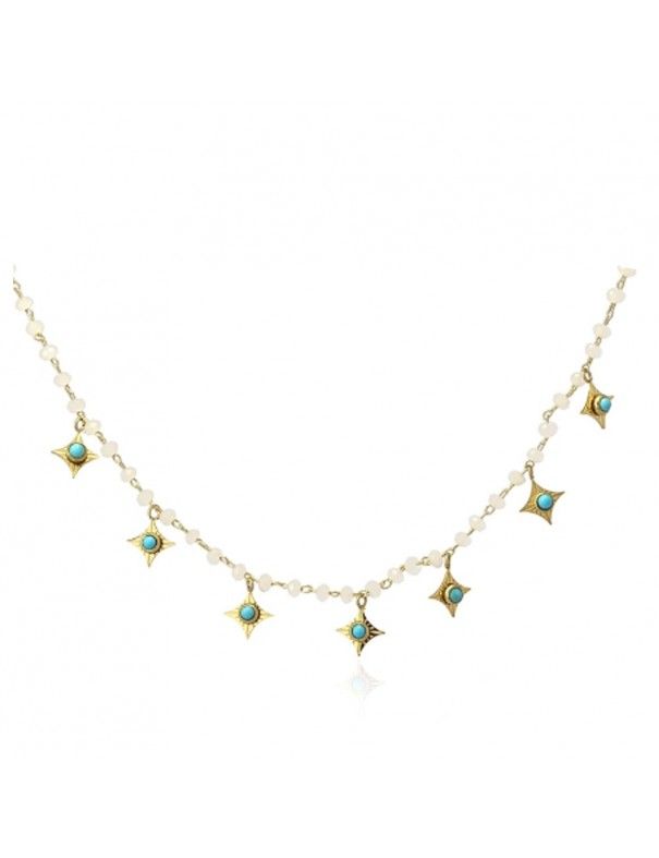 Collar Anartxy acero turquesas COA833