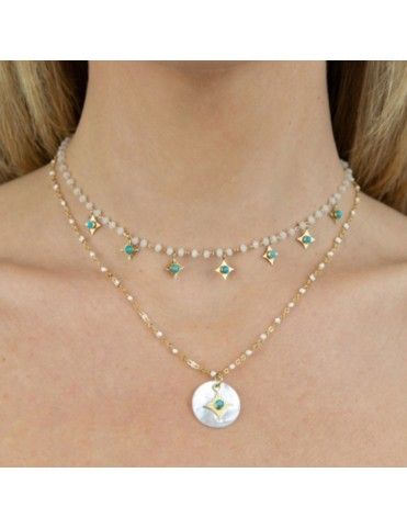 Collar Anartxy acero turquesas COA833