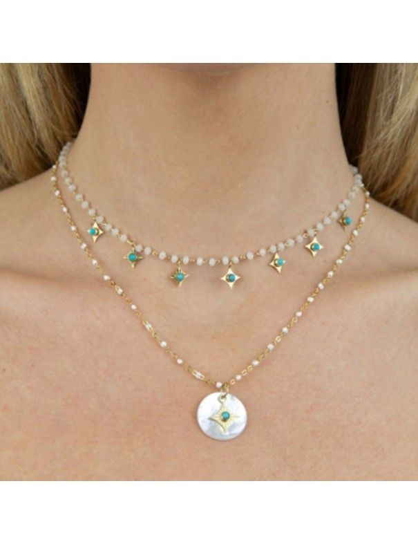 Collar Anartxy acero turquesas COA833