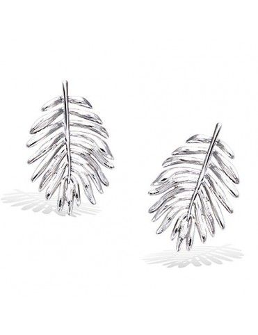 Pendientes plata pluma textura 21EX1040
