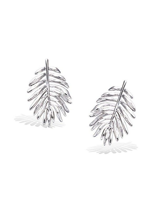 Pendientes plata pluma textura 21EX1040