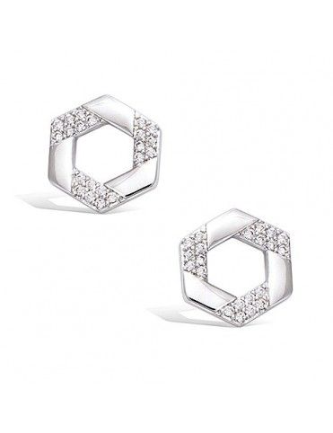 Pendientes plata hexagonales 21HW0030CZ