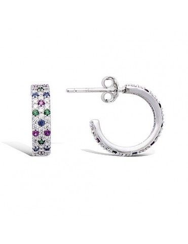 Pendiente plata aro pavé color 21HW0080X