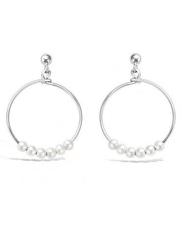 Pendientes plata aro perlas 21HW03520SP