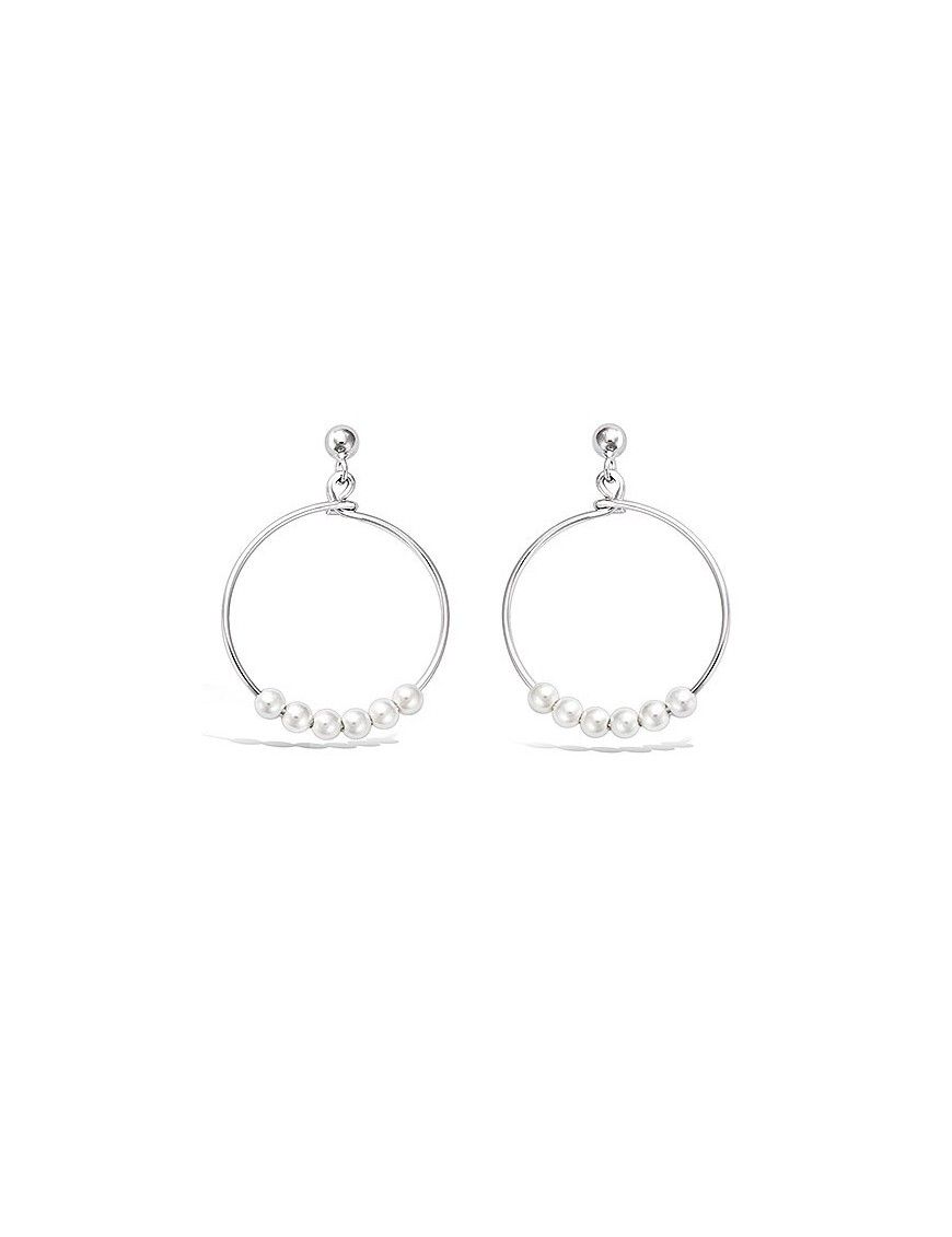 Pendientes plata aro perlas 21HW03520SP