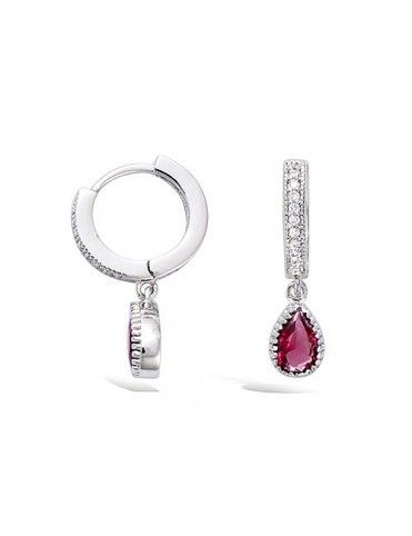 Pendientes plata criolla circonitas rojo 21HW0690SR