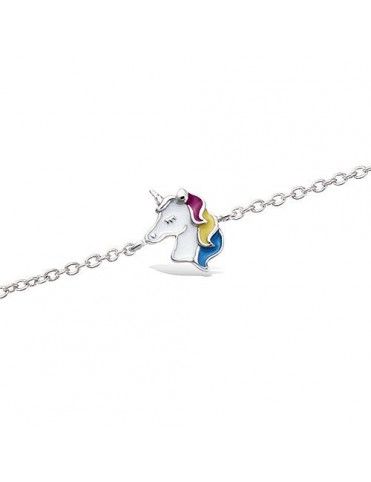 Pulsera plata esmalte unicornio 31EW0690