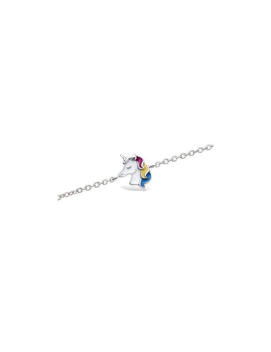 Pulsera plata esmalte unicornio 31EW0690
