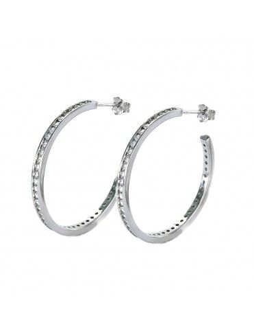 Pendientes aro de plata con circonitas 9108046