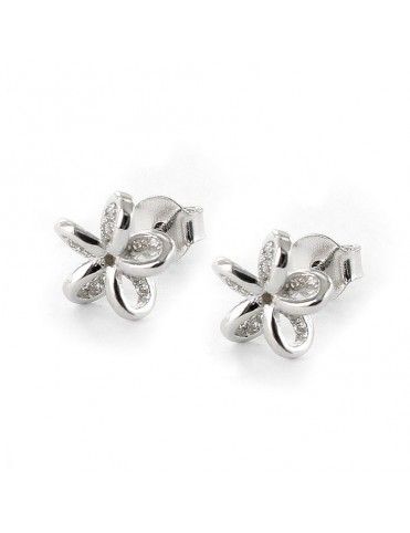 Pendientes plata flor en relieve 9108459