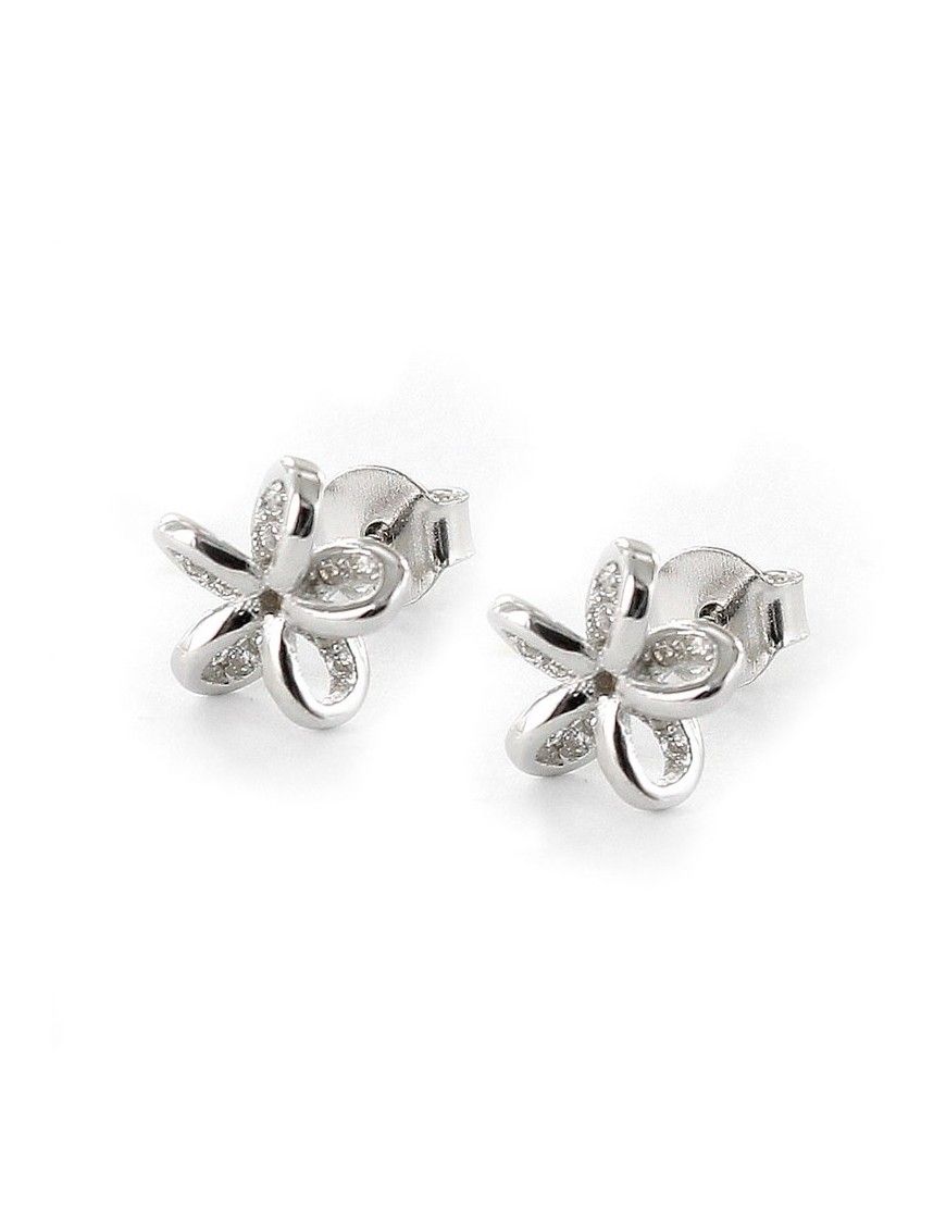 Pendientes plata flor en relieve 9108459