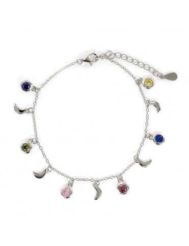 Pulsera plata lunas y chatones de color 9108676
