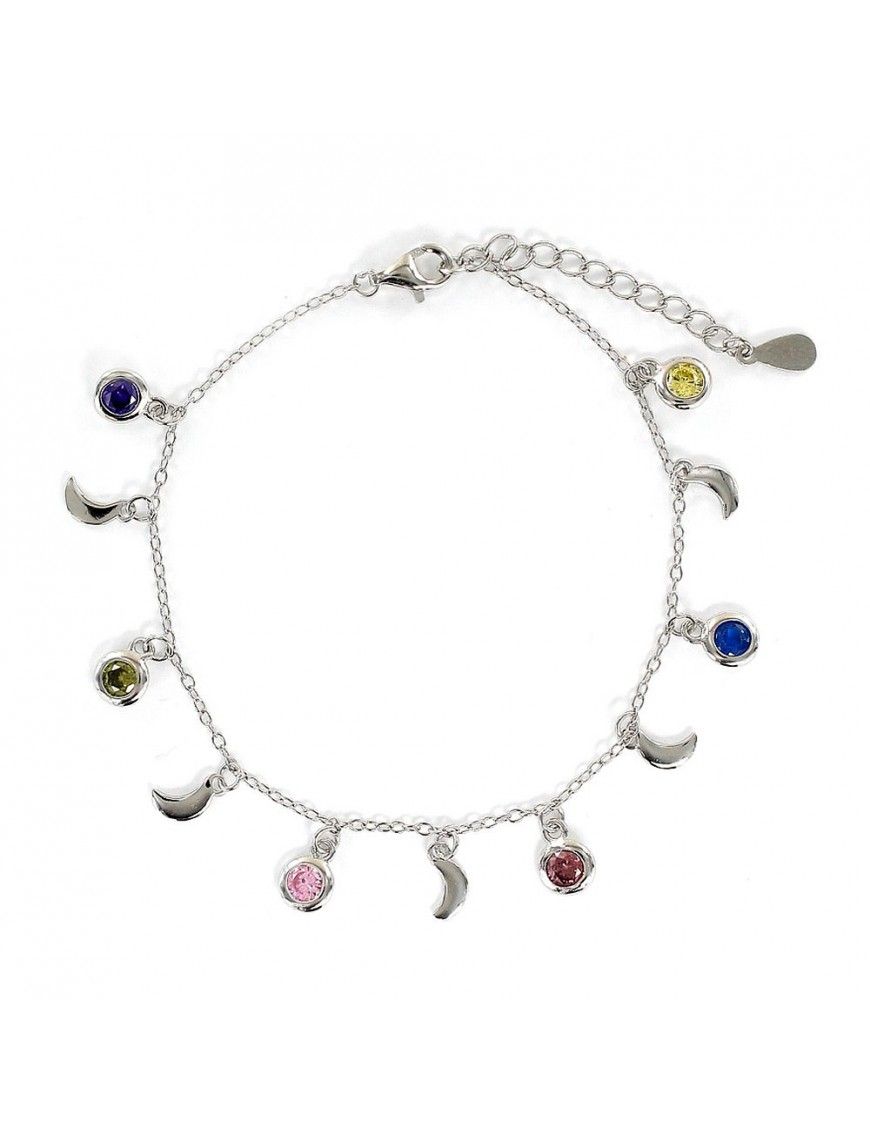 Pulsera plata lunas y chatones de color 9108676