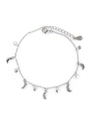 Pulsera plata con lunas y círculos 9108708
